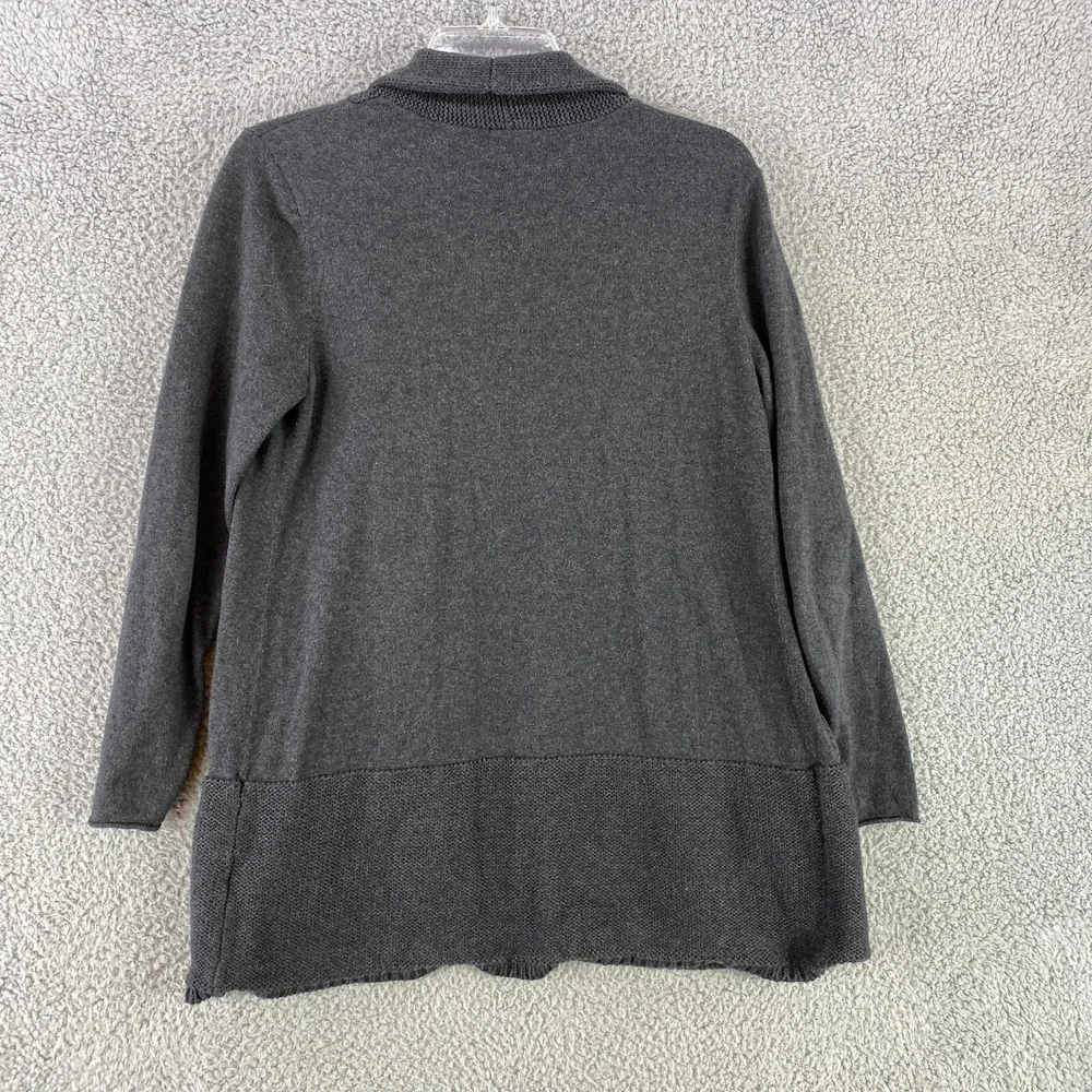 Pure J Jill Cardigan Small Gray Knit Open Front Pockets Cotton Cashmere Cozy